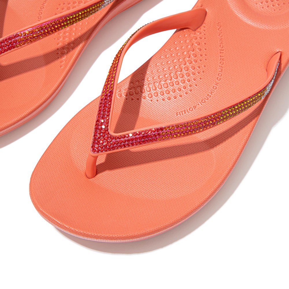 Fitflop Womens Flip-flops Coral Pink - Iqushion Ombré Sparkle - 51JDSVQGZ